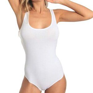 Johnny Was Calme White One-Piece Swimsuit‎ Scoop Neck Adjustable Straps – M NWOT
